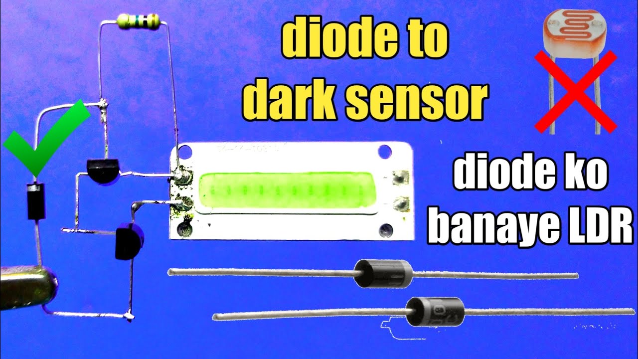 dark sensor without ldr | dark sensor using diode | automatic on off ...