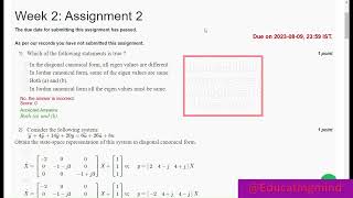 Famous Advanced Linear Control System Week 2 Assignment Solution NPTEL Wealth