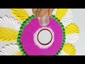 🌸Easy &amp; Beautiful Rangoli Design|Diwali Special Colorful Rangoli|Simple Flower Rangoli Step by Step🌼