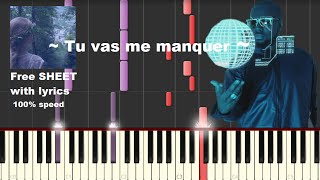 Tu vas me manquer piano tutorial with lyrics FREE sheet chords