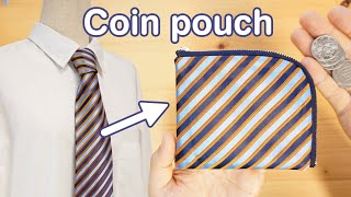 Refashion a coin pouch with a tie that you no longer use