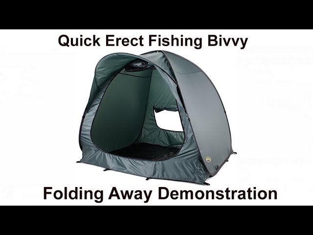 Folding away the Quick Bivvy 2000 Pop Up Sports Fast Erect Fishing Tent 