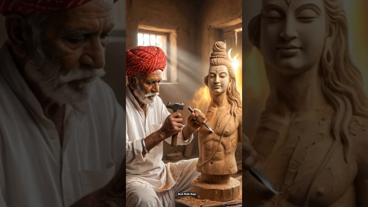 “Grandfather Carves Lord Mahadev Statue | Incredible Wood Carving Art” 