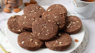 Eggless Chocolate Cookies Recipe | Chocolate Almond Cookies Eggless | Chocolate Cookies without egg