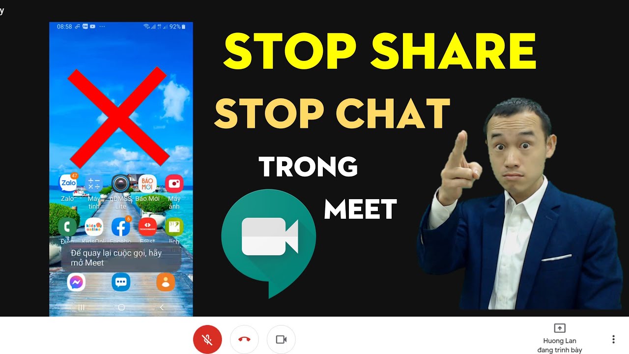 Tắt tính năng chia sẻ màn hình và chat trong google meet