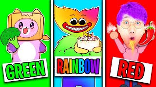 EATING ONLY ONE COLOR FOOD CHALLENGE FOR 24 HOURS (RAINBOW HUGGY WUGGY!) *LANKYBOX ANIMATION*