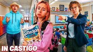 GIORGIA IN PUNIZIONE PER 24 ORE PERCHÈ NON HA FATTO I COMPITI PER LE VACANZE E PAPÀ SALVO LA SCOPRE