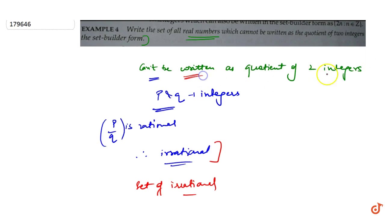 Write the set of all real numbers which cannot be written as the quotient  of two integers ithe