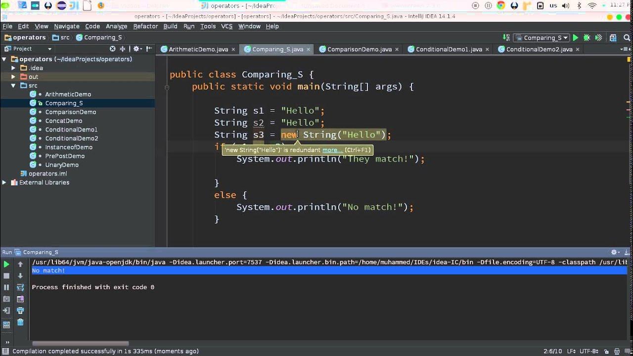 25 Java operators equality Strings جافا عملية التساوي في النصوص - YouTube
