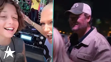 Gwen Stefani Shares Cute Moment w/ Son Apollo & Blake Shelton At Coachella