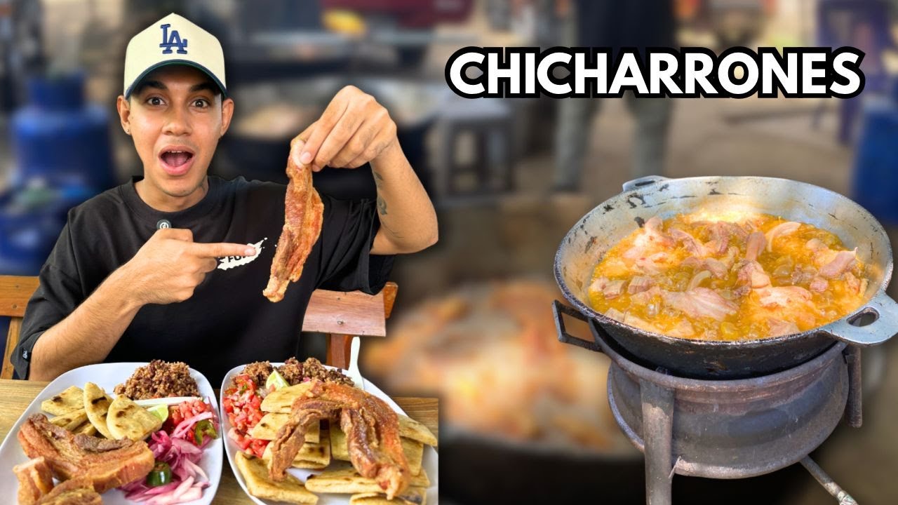 Probando los chicharrones más crujientes de Ahuachapán 🤤lleno total😱