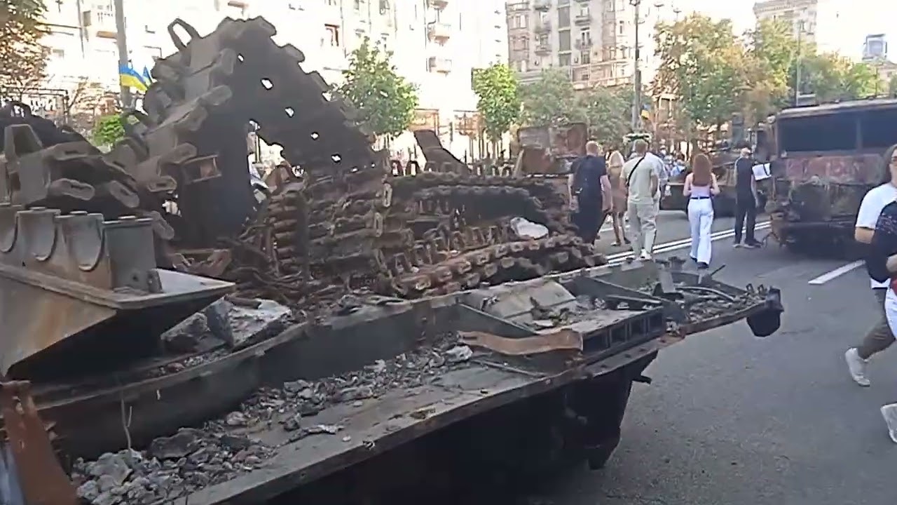 Burnt military equipment