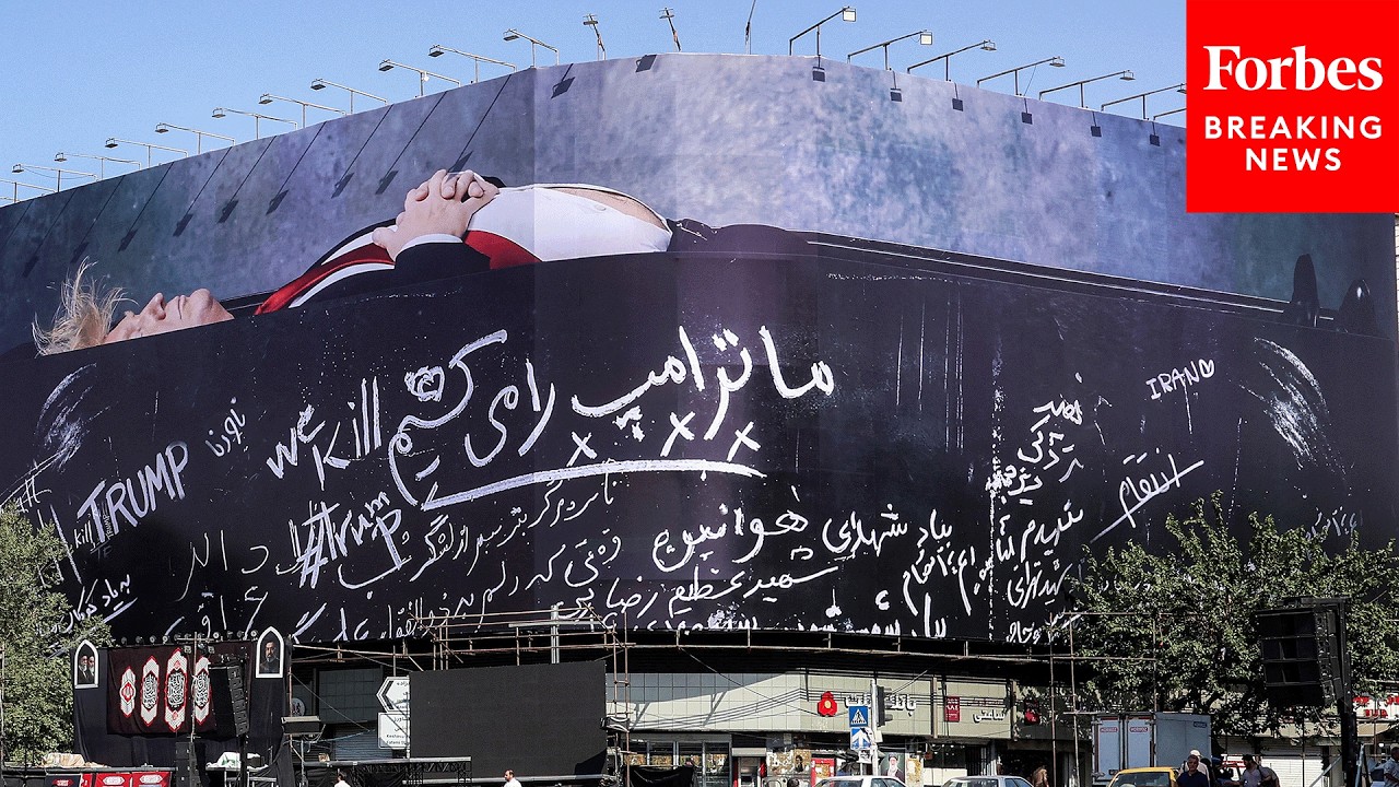 Huge Billboard Depicting Trump In A Casket Displayed In Tehran’s Enghelab Square