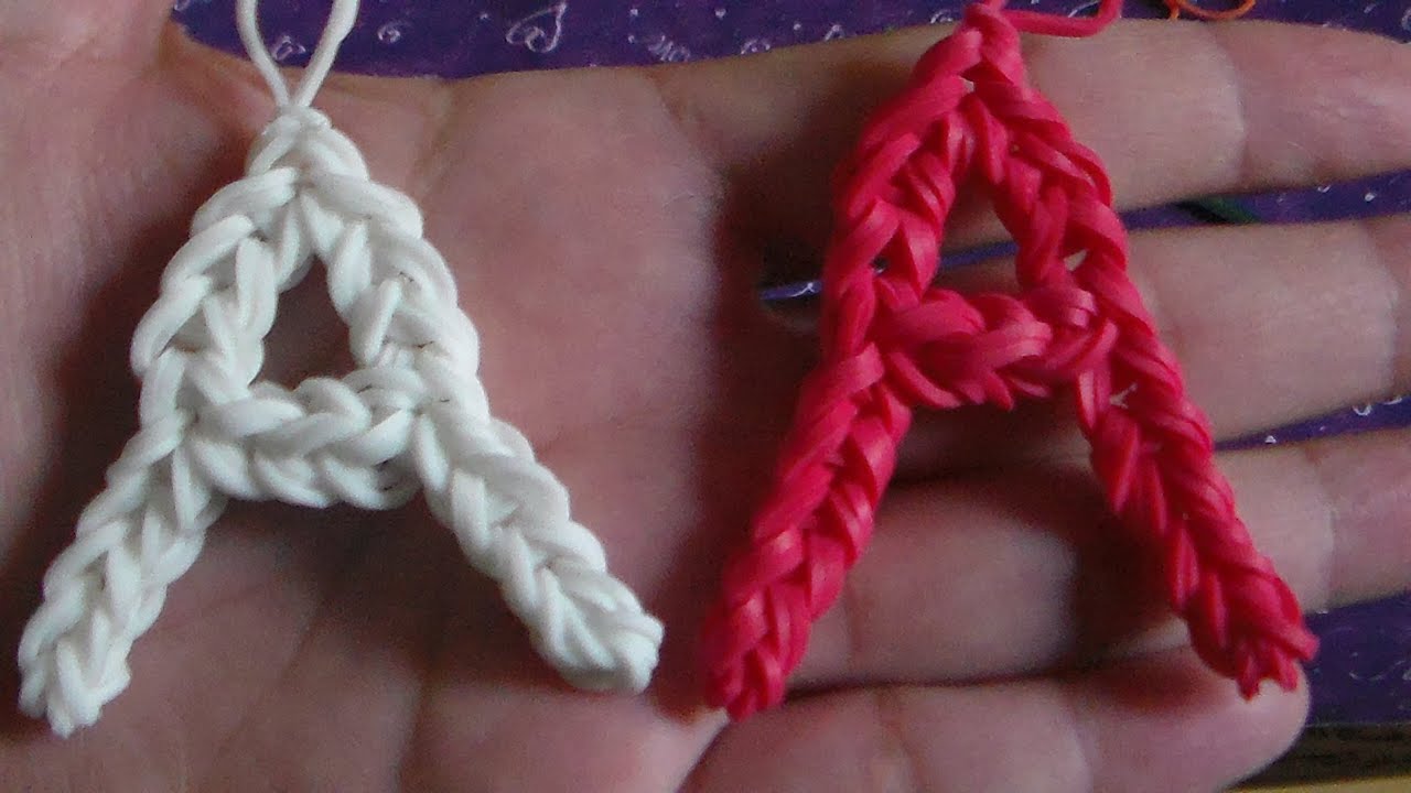 Como Hacer la Letre A de  Gomitas Sin telar/ Rainbow Loom Letter A Without the Loom