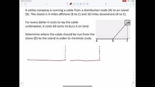 Minimizing cost for laying cable on land and across water