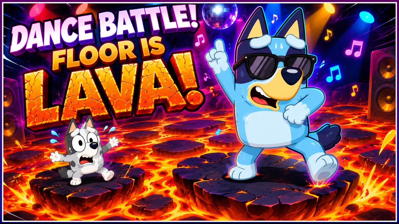 Bluey Floor Is Lava Brain Break Fun | Just Dance & Bounce | Epic Dance Battle | DannyGo! | Lets Go!