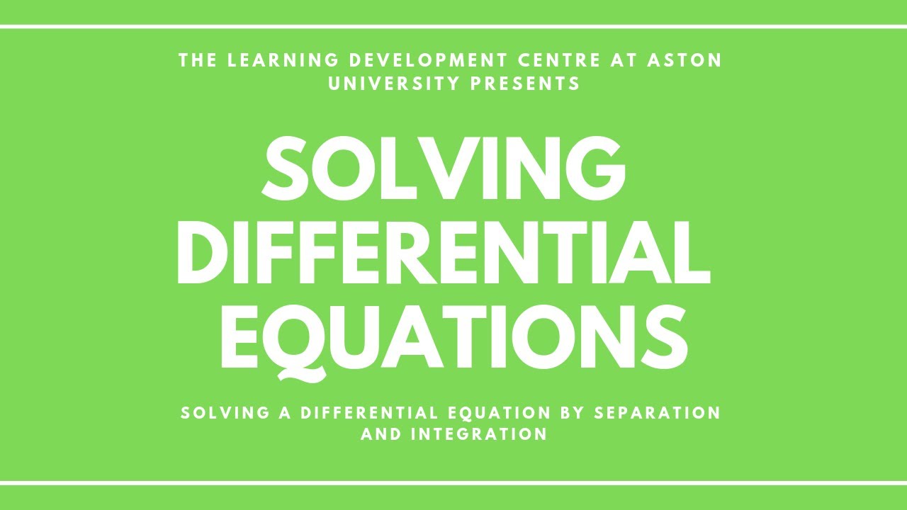 Solving Differential Equations by Separation of Variables - YouTube
