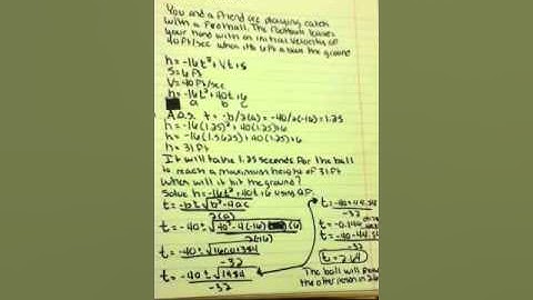 Algebra 2 unit 4 projectile motion