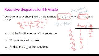 Recursive Sequence for 8th Grade Math