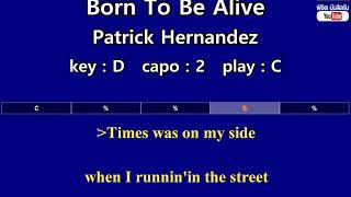 Born To Be Alive - Patrick Hernandez (Karaoke & Easy Guitar Chords)  Key : D  Capo : 2