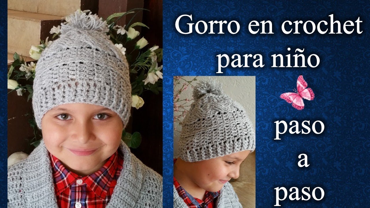 GORRO PARA NIÑO en crochet PASO A PASO -