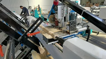 Automatic loading wood cnc lathe turning cutting+milling+sanding for wooden furniture legs#woodlathe