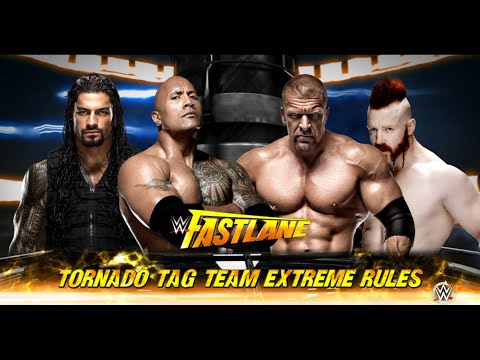 Wwe 2k16 The Rock Roman Reigns Vs Triple H Sheamus Tornado