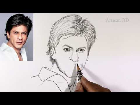 How to draw Shahrukh Khan easy charcoal pencil sketch || easy pencil sketch  - YouTube