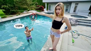 ANGRY GIRLFRIEND THROWS my iPhone in the POOL..