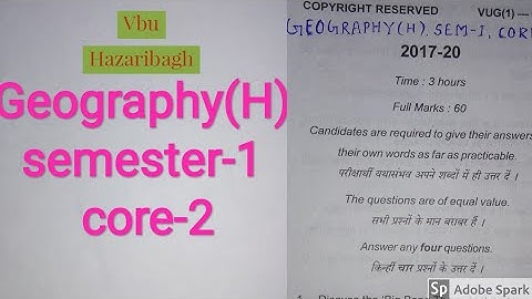Vbu previous year Question Geography sem-1 core-2 session 2017-20