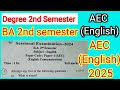 AEC (English) // BA 2nd Semester // Degree   sem // paper solution // Sessional Exam Question solve