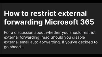 Disable Email Forwarding for all Outlook users | Microsoft Defender Tutorial