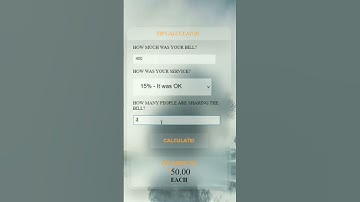Tip calculator using html css and JavaScript