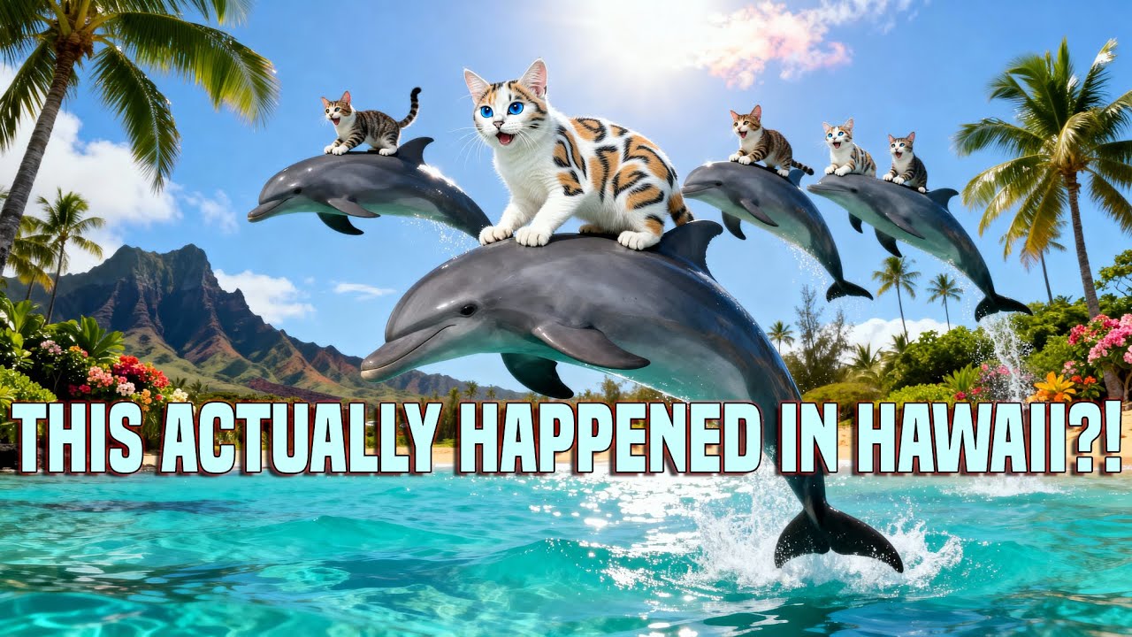 Kauai Dolphin Meow Song 🐾 Adorable Cats Riding Dolphins in a Hawaiian ...
