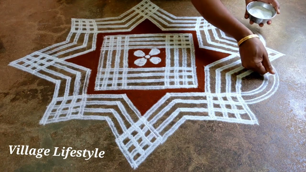 Gokulashtami special Village lifestyle padi kollam Krishna Jayanti Rangoli JANMASHTAMI MUGGULU//01