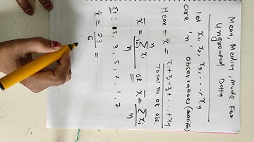 Unit-5 Measures of Central Tendency Video-1 Mean Median Mode for Ungrouped Data