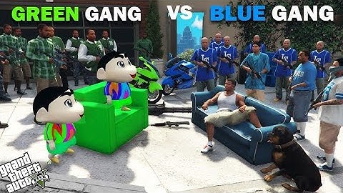 Franklin Green Gang vs Shinchan Blue Gang Epic Battle In GTA 5!