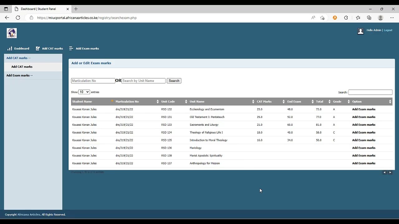 Student portal management system live demo
