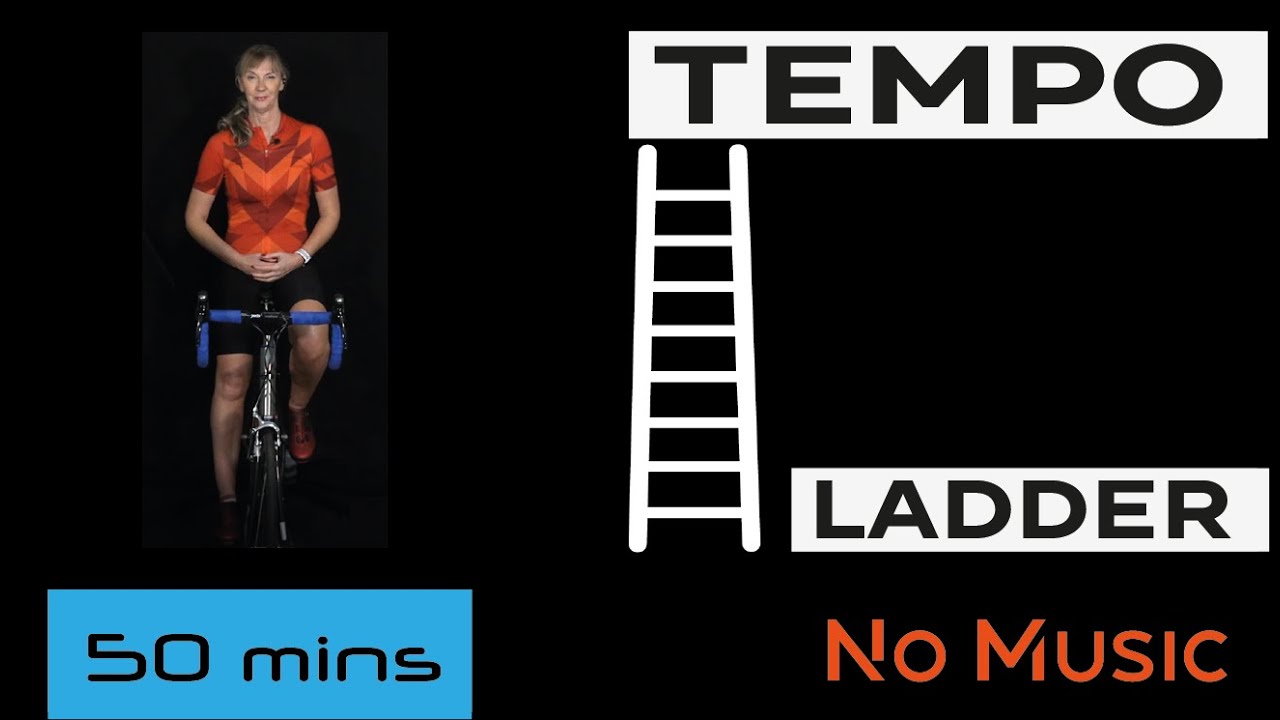 50 min Tempo Ladder Cycling Workout (NO MUSIC)
