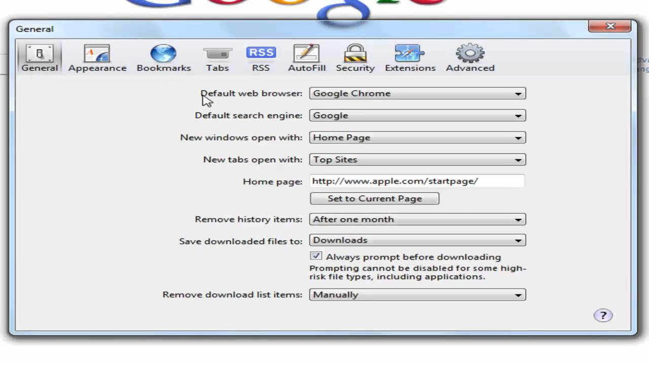 how to make default browser safari