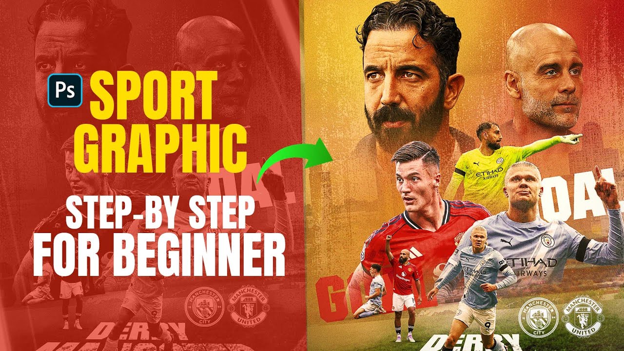 Photoshop Tutorial Free PSD Derby Mancester Matchday Poster - YouTube