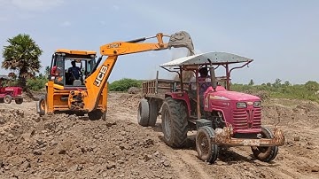 Mahindra 585 DI Fully loaded trolley by JCB 3DX machine | Tractor and JCP videos