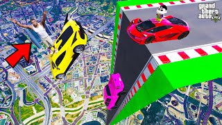 FRANKLIN TRIED IMPOSSIBLE 90 DEGREE ROAD MEGA RAMP PARKOUR CHALLENGE IN GTA 5 | SHINCHAN and CHOP screenshot 5