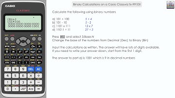 Binary Calculations on a Casio Classwiz fx-991EX Calculator