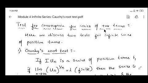 Infinite Series-Cauchys root test/#RHKatti/#Maths/#VTU/Lecture2/aths