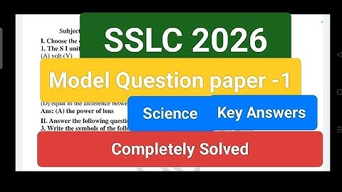 SSLC 2026 Science Model Question paper -1 Solved 