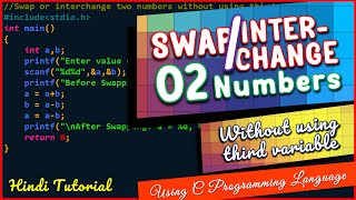 Swap or Interchange two Numbers without using third Variable –C Language-Flowchart - Example Part-II