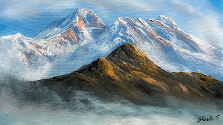 Mountain Painting | Nepali Mountain Painting Tutorial | How to Paint Mountain | Painting Lesson