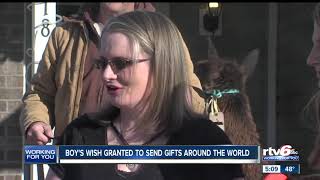 Boy's wish granted to send gifts around the world