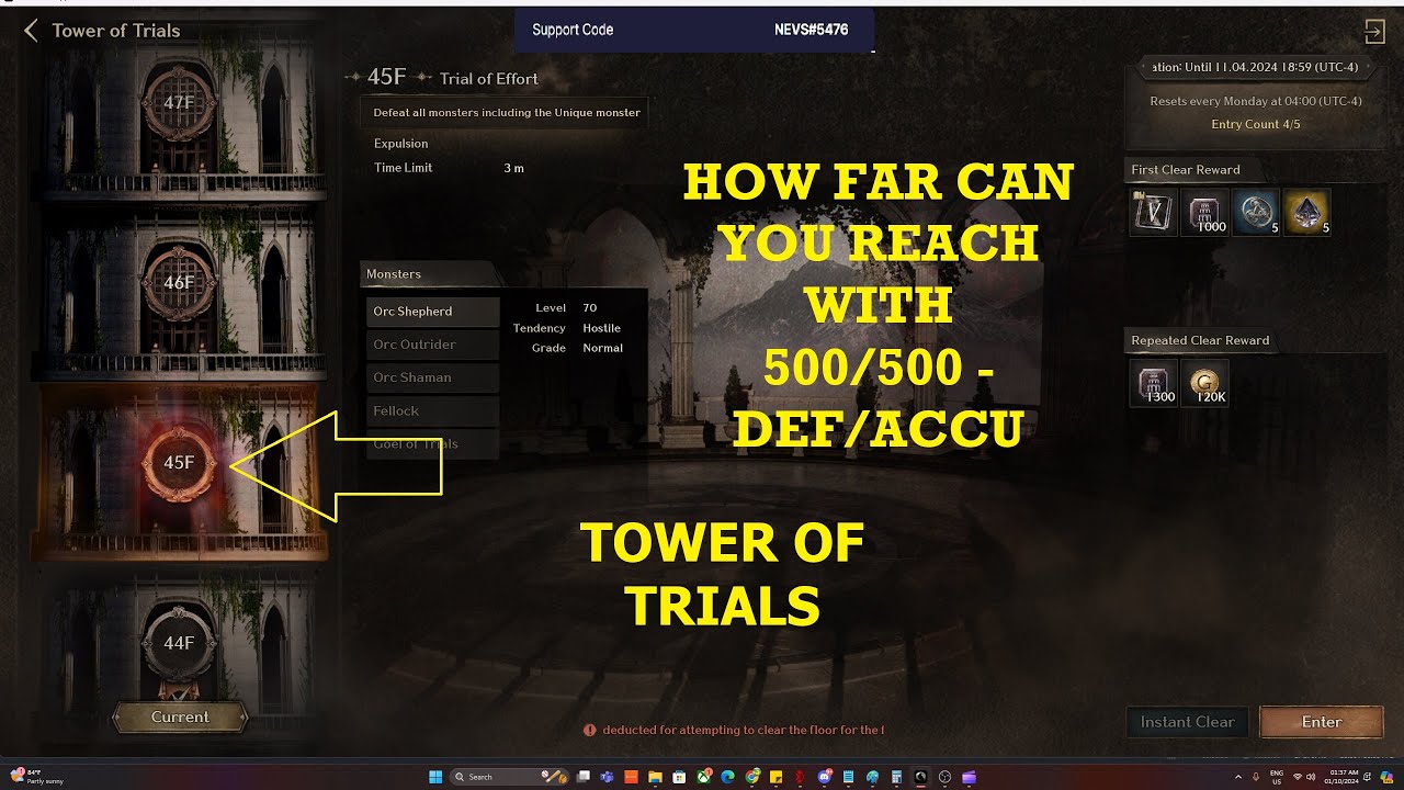 NIGHT CROWS - TOWER OF TRIALS - HOW FAR CAN YOU REACH WITH 500/500-DEF/ACCU